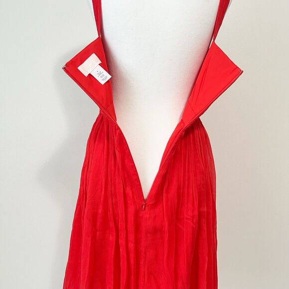 J. Crew Sinclair Red Dress 100% Silk Halter Fit & Flare Chiffon Size 8 - Picture 6 of 7